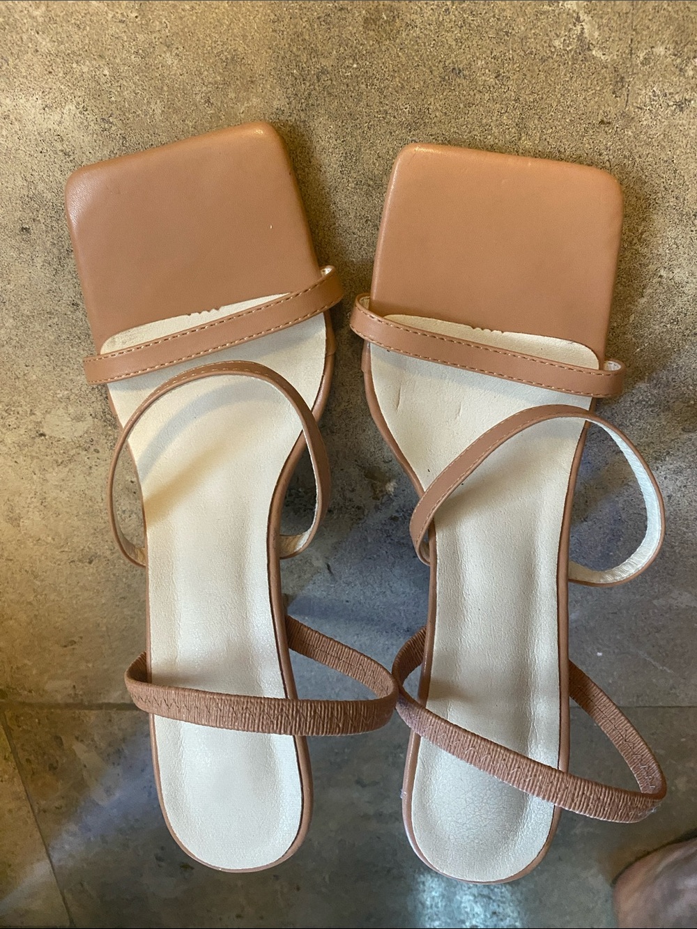 Women's Strappy Square-Toe Sandals in Tan